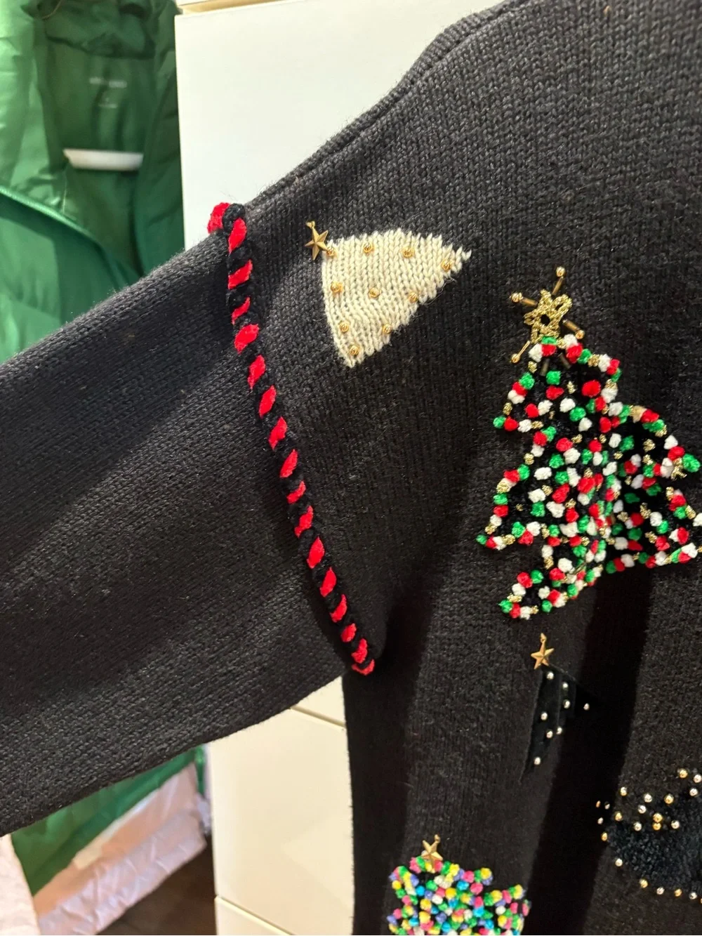 Beefeater Black Embellished Holiday Cardigan Sweater